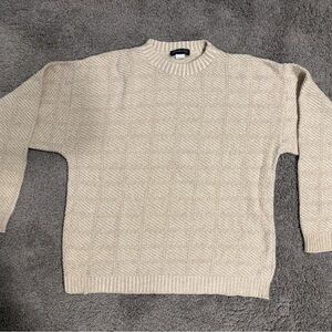 GAS Co VTG Chunky Knit Sweater Mens Large Cream Cotton Y2K Oversized Pullover
